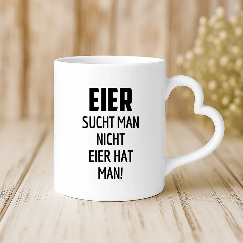 Weiße Tasse mit Herzhenkel und personalisiertem Namen – romantische Geschenkidee von Love & Faith