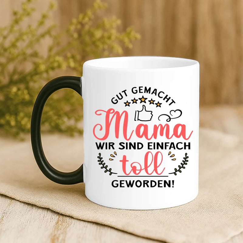 Magische Tasse mit Thermo-Farbwechsel und personalisiertem Namen – witzige Geschenkidee von Love & Faith