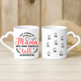 Weiße Tasse mit Herzhenkel und personalisiertem Namen – romantische Geschenkidee von Love & Faith