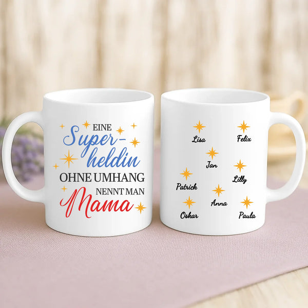 Weiße Tasse mit personalisiertem Spruch und Namen – individuelle Geschenkidee von Love & Faith