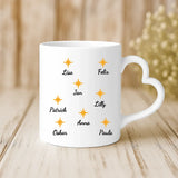 Weiße Tasse mit Herzhenkel und personalisiertem Namen – romantische Geschenkidee von Love & Faith