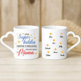 Weiße Tasse mit Herzhenkel und personalisiertem Namen – romantische Geschenkidee von Love & Faith