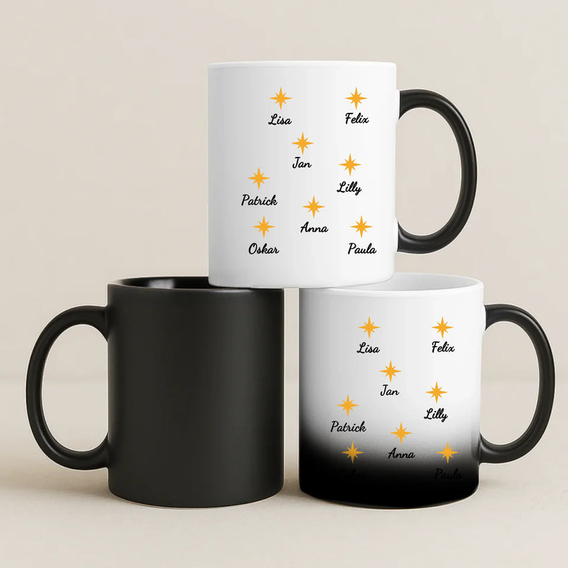 Magische Tasse mit Thermo-Farbwechsel und personalisiertem Namen – witzige Geschenkidee von Love & Faith