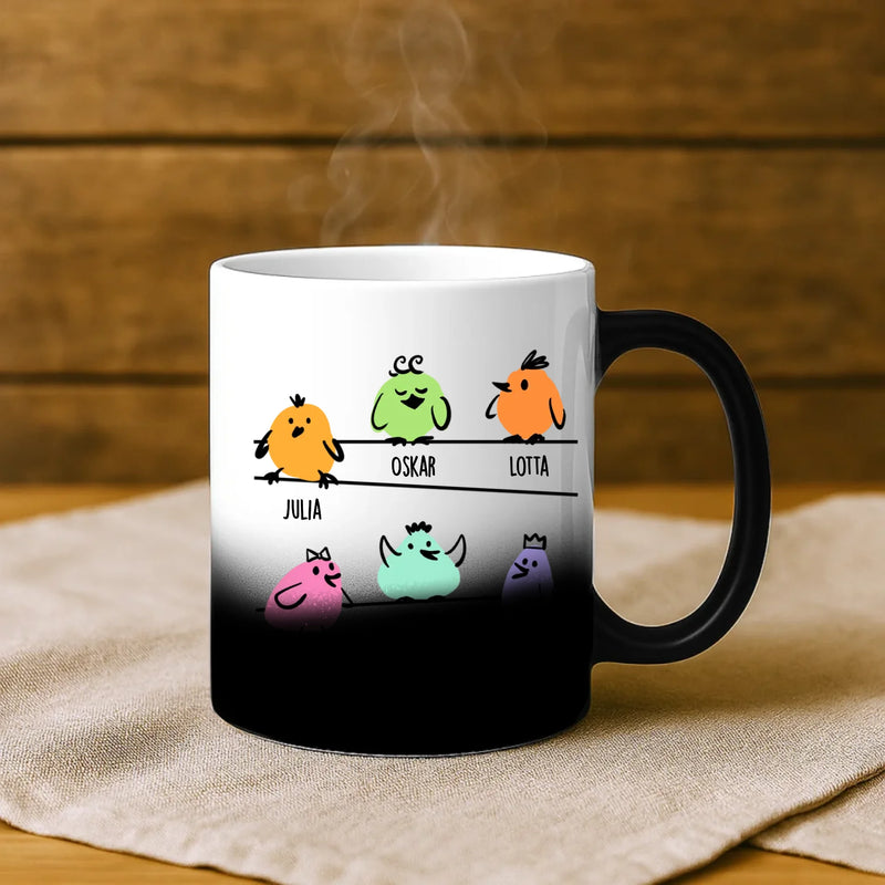 Magische Tasse mit Thermo-Farbwechsel und personalisiertem Namen – witzige Geschenkidee von Love & Faith