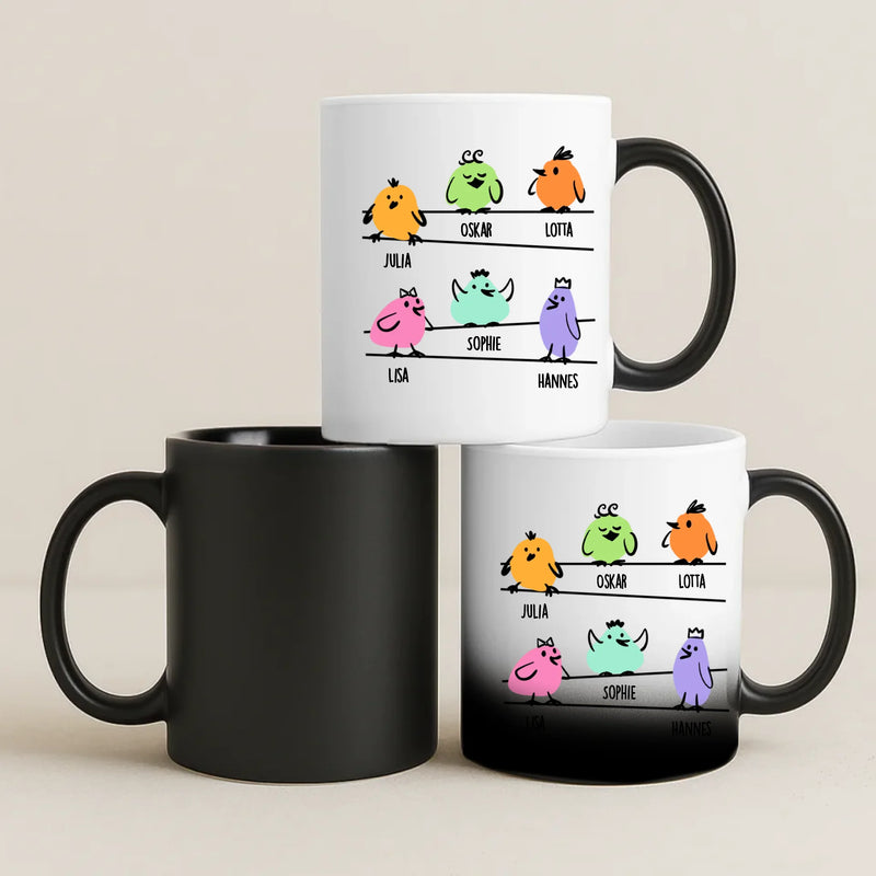 Magische Tasse mit Thermo-Farbwechsel und personalisiertem Namen – witzige Geschenkidee von Love & Faith