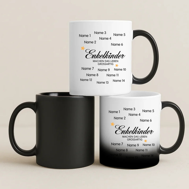 Magische Tasse mit Thermo-Farbwechsel und personalisiertem Namen – witzige Geschenkidee von Love & Faith