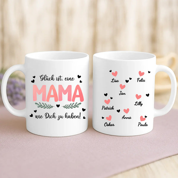 Weiße Tasse mit personalisiertem Spruch und Namen – individuelle Geschenkidee von Love & Faith