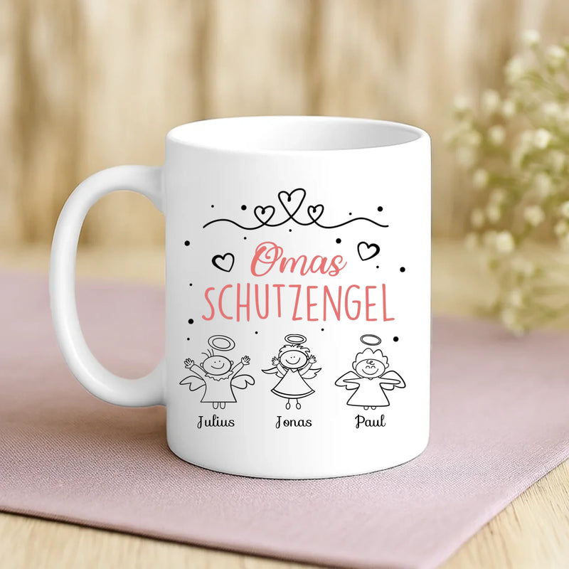Weiße Tasse mit personalisiertem Spruch und Namen – individuelle Geschenkidee von Love & Faith