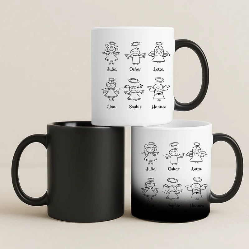 Magische Tasse mit Thermo-Farbwechsel und personalisiertem Namen – witzige Geschenkidee von Love & Faith