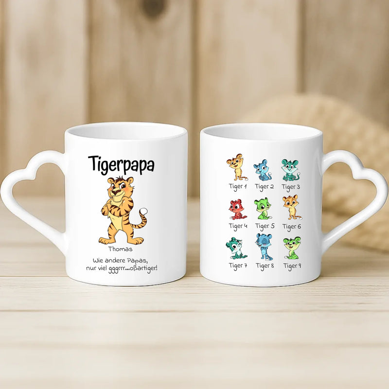 Weiße Tasse mit Herzhenkel und personalisiertem Namen – romantische Geschenkidee von Love & Faith