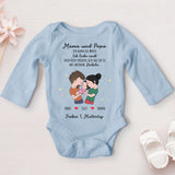 himmelblauer Langarm-Babybody personalisierbar - gefertigt von Love & Faith