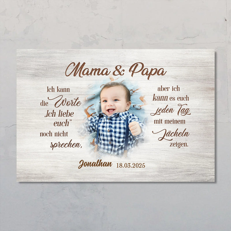 Poster zur Geburt mit Foto für Eltern personalisiert von Love & Faith
