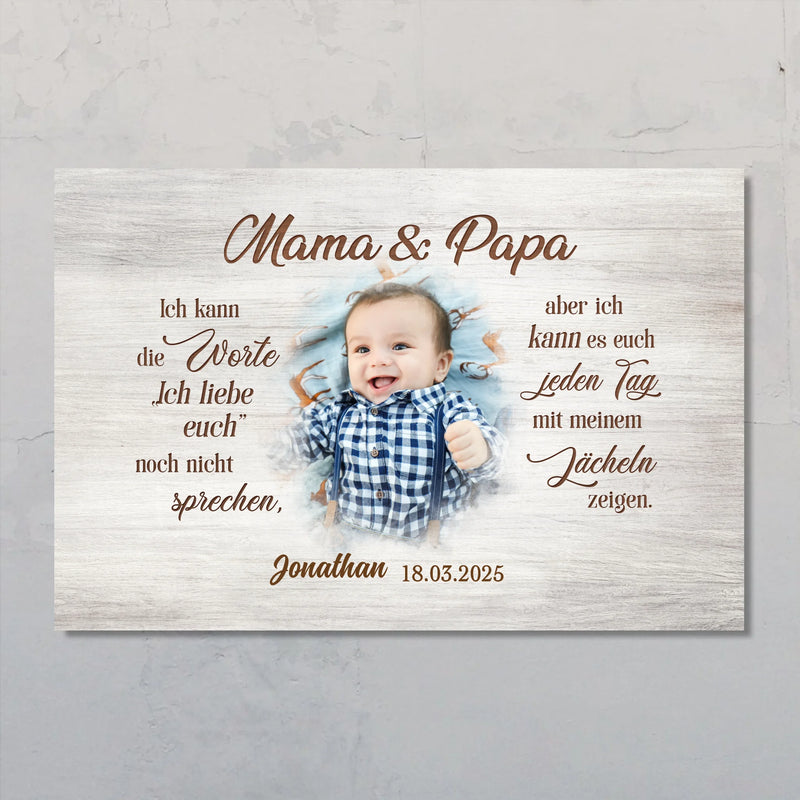 Poster zur Geburt mit Foto für Eltern personalisiert von Love & Faith