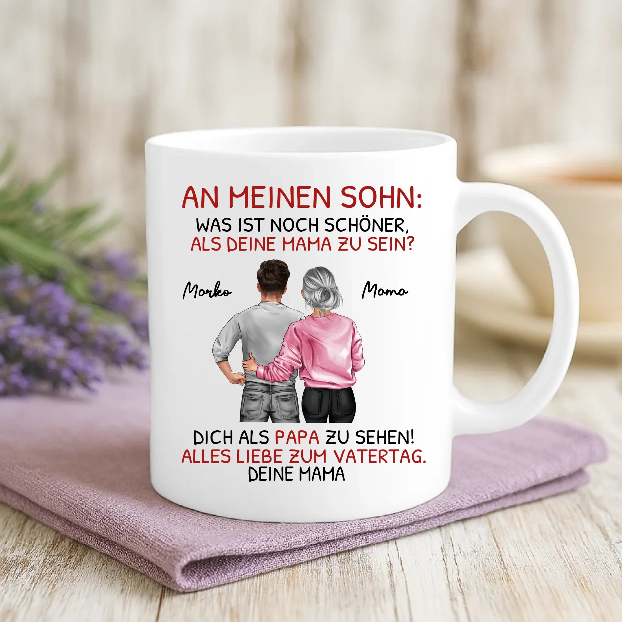Weiße Tasse zum Vatertag – Papa Geschenkidee personalisiert von Love & Faith