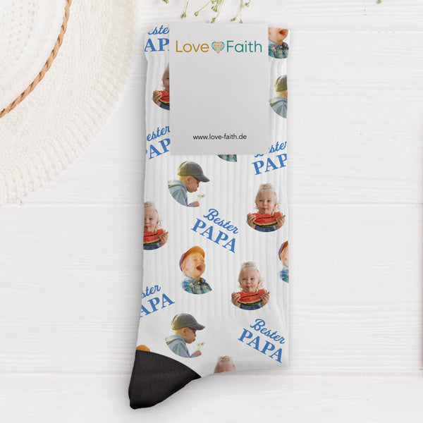 Socken mit eigenen Fotos für Papa zum Vatertag 35-38 individuell gedruckt von Love & Faith