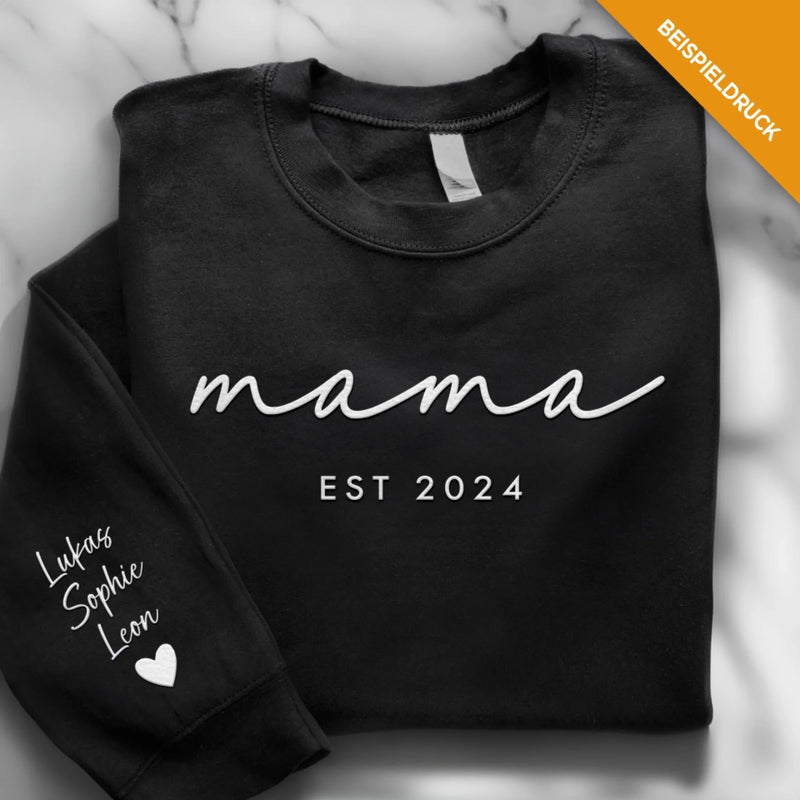 schwarzer Pullover personalisierbar Papa Slogan mit Kindernamen - gefertigt von Love & Faith
