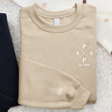 Beiger Sweater für Papa mit Kindernamen personalisierte Geschenkidee zum Vatertag von Love & Faith