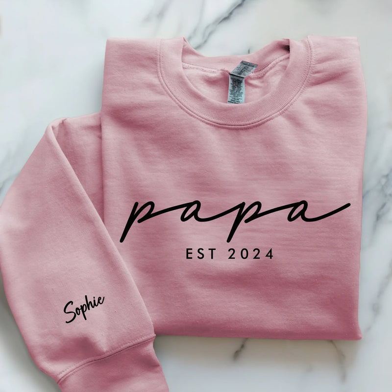Rosa Pullover für Papa mit Kindernamen personalisiert von Love & Faith