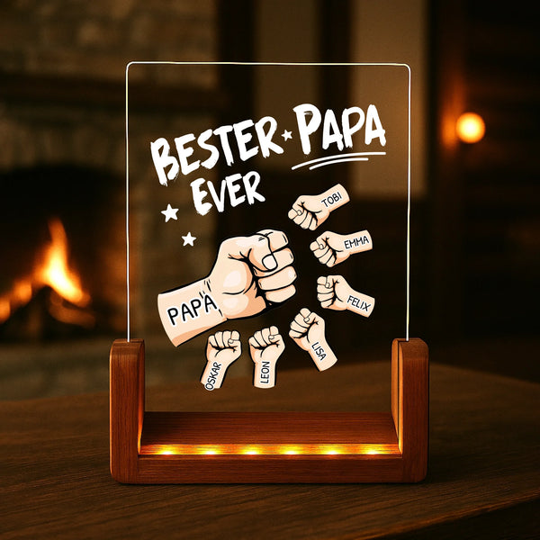 1Personlisiertes Geschenk - LED Aufsteller Portrait mit Holzsockel mit eigenen Namen personalisieren