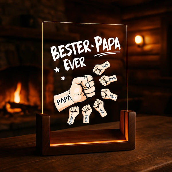 4Personlisiertes Geschenk - LED Aufsteller Portrait mit Holzsockel mit eigenen Namen personalisieren