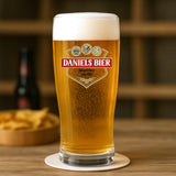 Personalisiertes Bierglas 400ml - mit persönlichem Aufdruck "Papas Bier seit 1962" gefertigt von Love & Faith