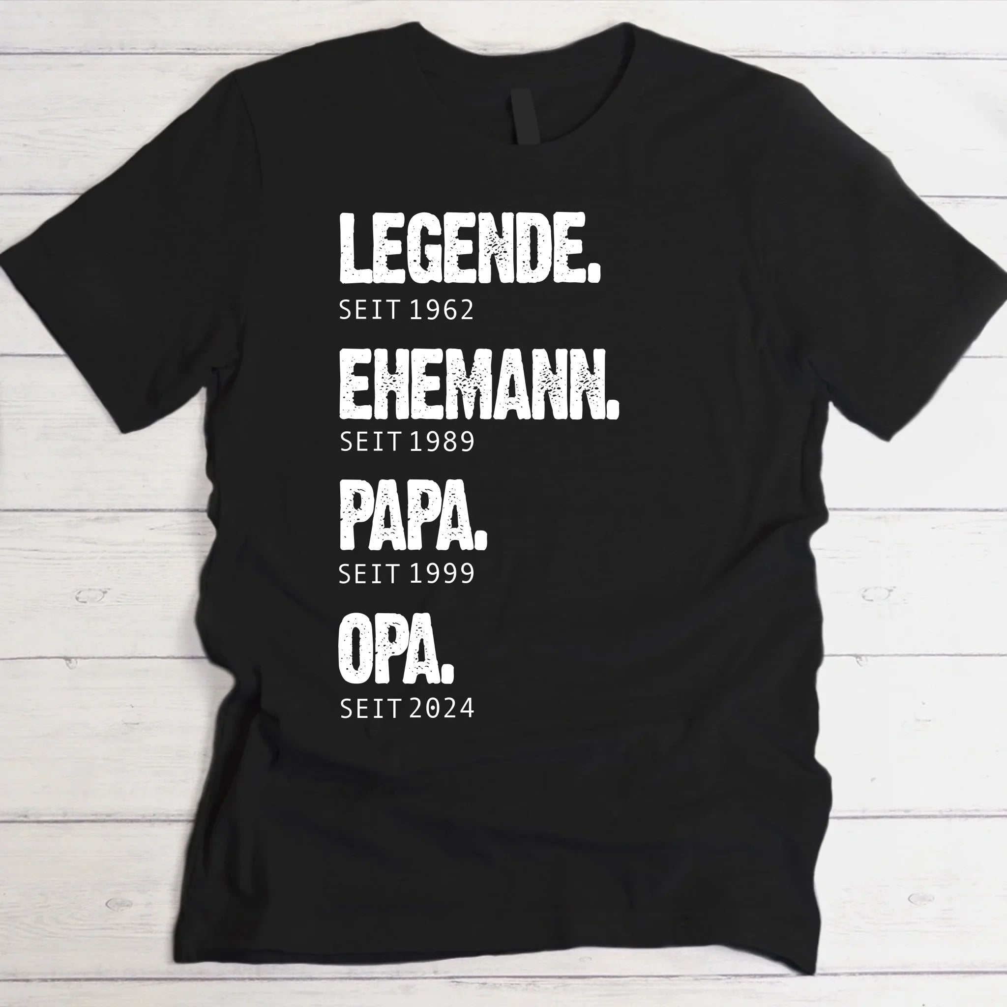 schwarzes T-Shirt Legende, Ehemann, Papa, Opa personalisierte Geschenkidee zum Vatertag von Love & Faith