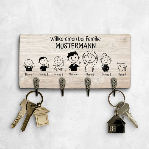 Strichmännchen Familie - Familien-Schlüsselbrett