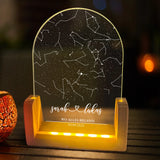Runder LED Aufsteller Sternenhimmel mit Namen als Geschenkidee zum Jahrestag von Love & Faith