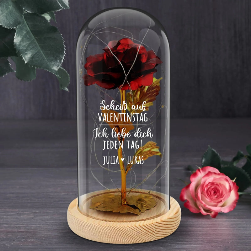 Jeden Tag - Personalisierte Goldene Rose für Paare  zum Valentinstag