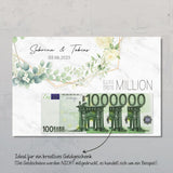 Eure erste Million Poster als Geldgeschenk zur Hochzeit personalisiert mit Namen und Hochzeitsdatum des Brautpaares zum Verschenken personalisiert von Love & Faith 