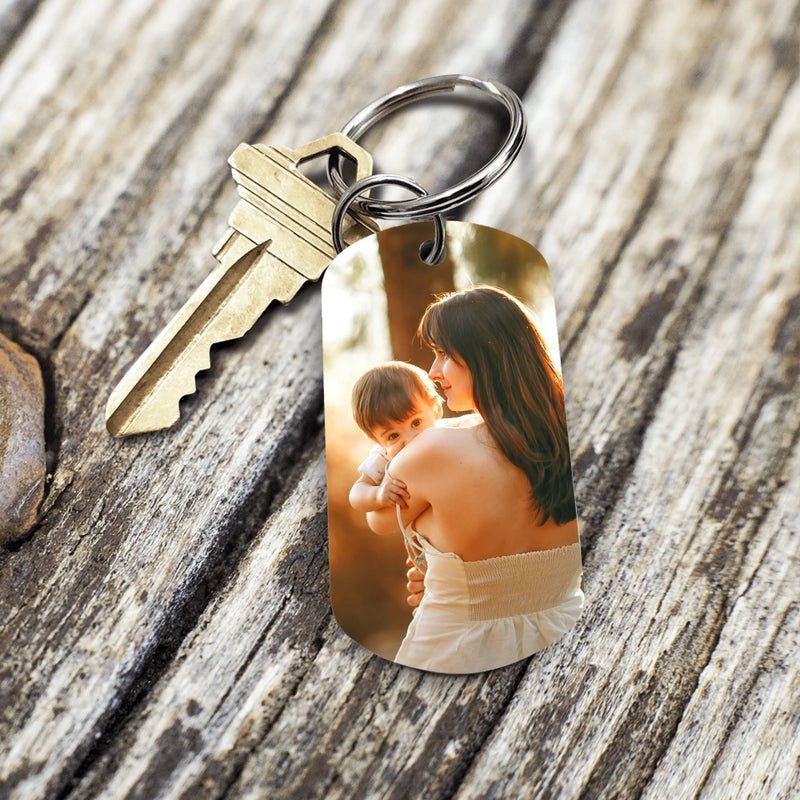 Individuell bedruckter Foto-Schlüsselanhänger Vorderseite- personalisiert von Love & Faith