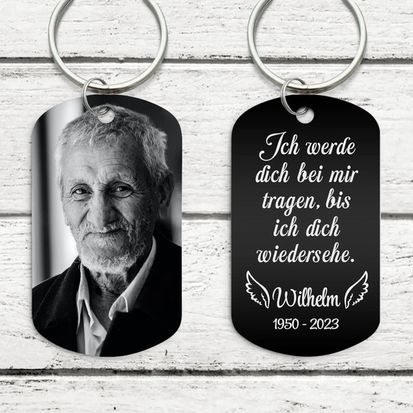 Bei mir - Individueller-Schlüsselanhänger (Gravur-Schwarz/Weiß)