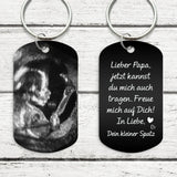 Kleiner Spatz - Personalisierter Schlüsselanhänger für Papa zum 1. Vatertag (Gravur - Schwarz/Weiß)