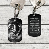 Kleiner Spatz - Personalisierter Schlüsselanhänger für Papa zum 1. Vatertag (Gravur - Schwarz/Weiß)