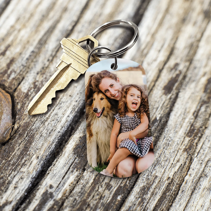 Metall Schlüsselanhänger "Fahr vorsichtig" mit Foto personalisierte Geschenkidee von Love & Faith