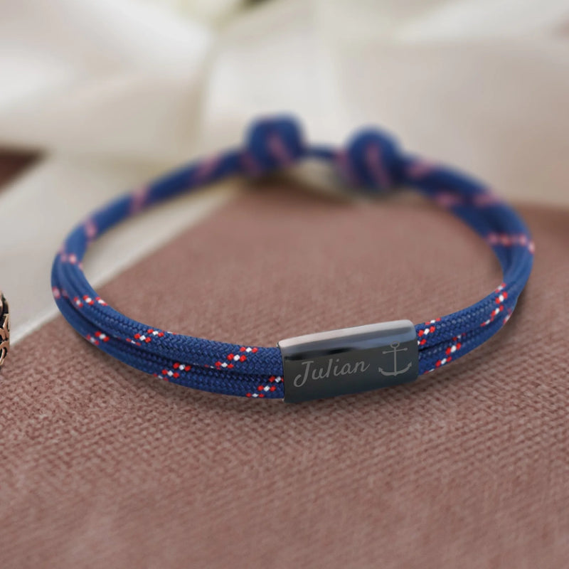 Für dich - Personalisiertes Segeltau Armband mit Namen und Symbol unisex