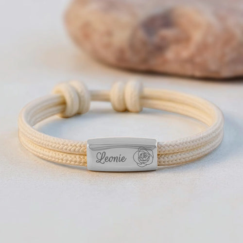 sand Segeltau Armband mit persönlicher Namensgravur von Love & Faith
