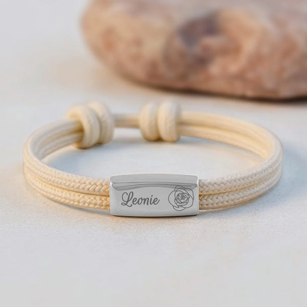 sand Segeltau Armband mit persönlicher Namensgravur von Love & Faith