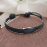 Antrazitfarbenes bronzefarbenes Segeltau Armband mit persönlicher Namensgravur und Jahrestag von Love & Faith