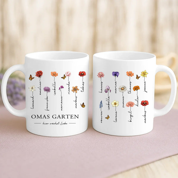 Weiße Tasse mit personalisiertem Spruch und Namen – individuelle Geschenkidee von Love & Faith