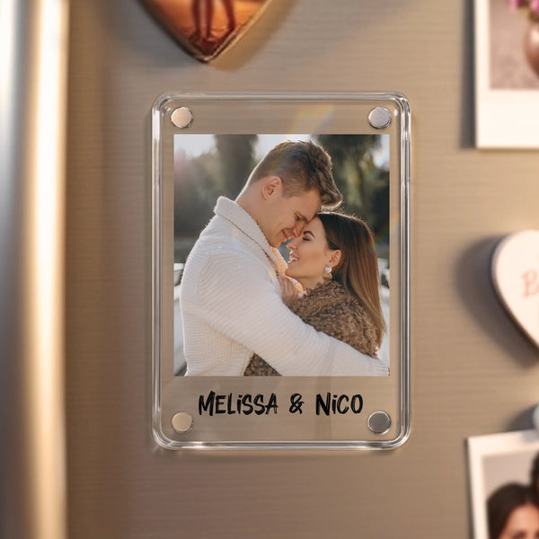 Acrylmagnet für Kühlschrank mit Foto als Partnergeschenk personalisiert von Love & Faith