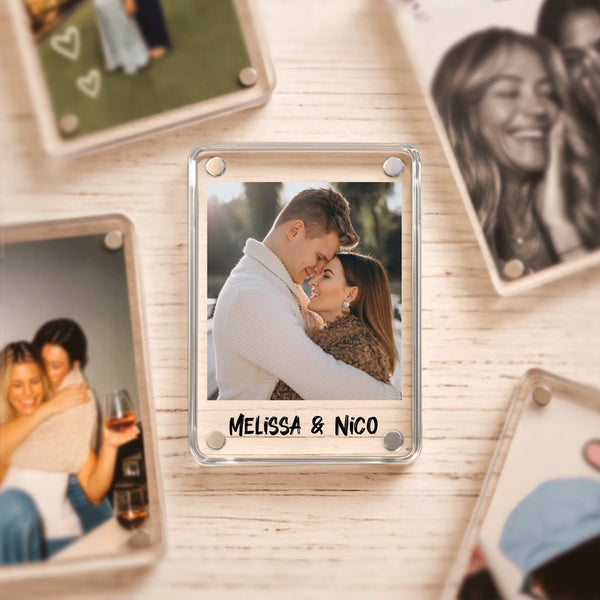 Acrylmagnet für Kühlschrank mit Foto als Partnergeschenk personalisiert von Love & Faith