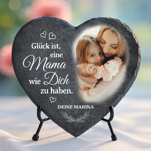 Schieferherz mit personalisiertem Aufdruck - UV-beständig und wetterfest - als Geschenk zur Erinnerung von Love & Faith