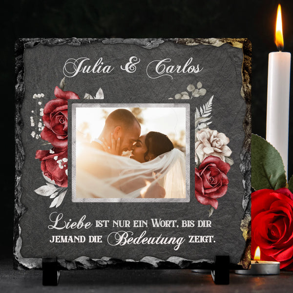 Liebe ist... - Paar-Schieferplatte