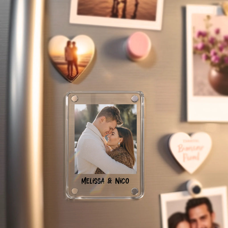 1Acrylmagnet für Kühlschrank mit Foto als Partnergeschenk personalisiert von Love & Faith