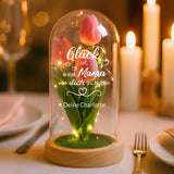 Ewige Tulpe in Glaskuppel mit "Glück ist es eine Mama zu haben" personalisiertes Geschenk zum Muttertag von Love & Faith