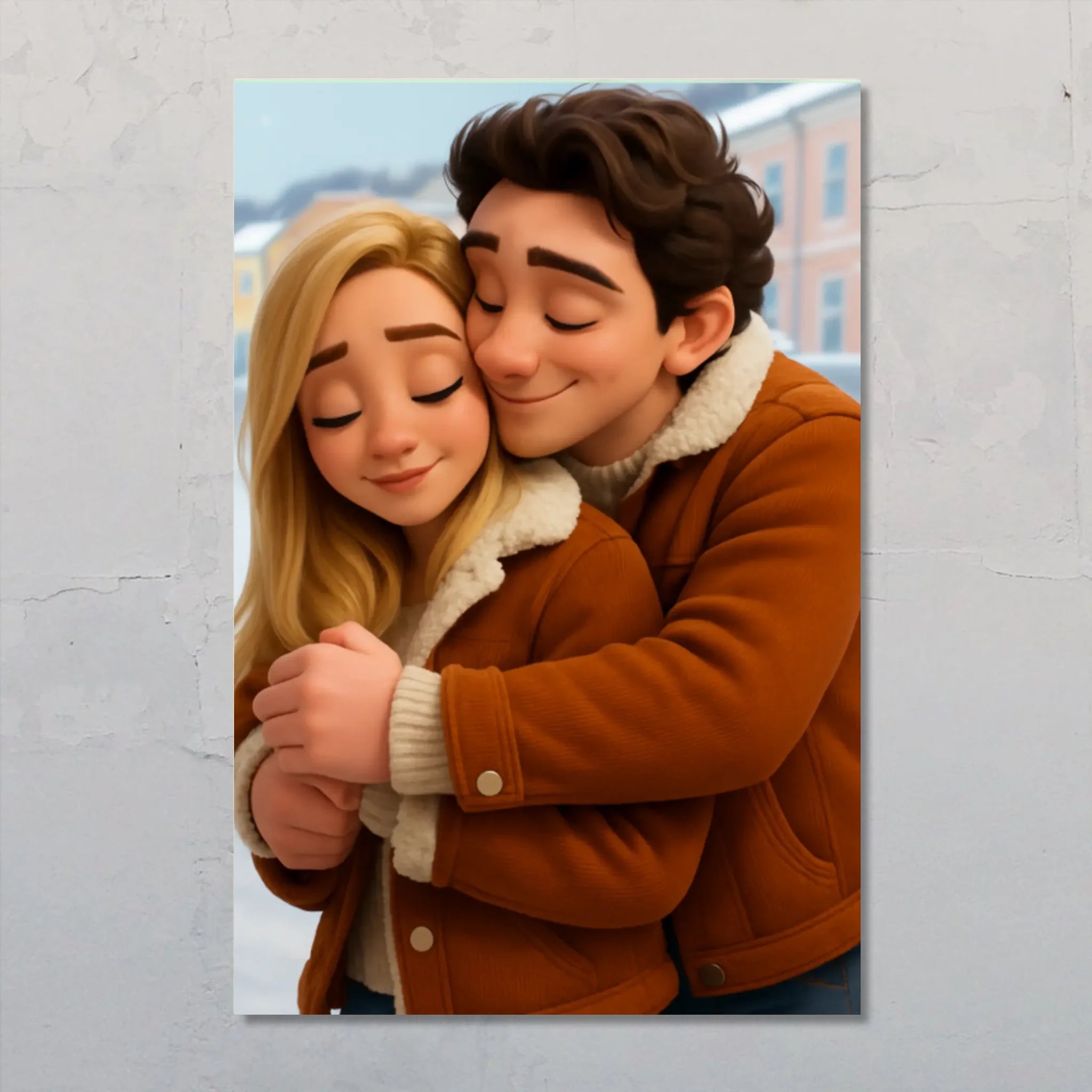 Personalisiertes Cartoon Poster für Paare als Geschenk zur Wohndekoration mit eigenem Foto gefertigt von Love & Faith