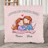 Offizielles Kuschelkissen 40x40cm personalisiert mit Pärchen-Illustration gefertigt. von Love & Faith 