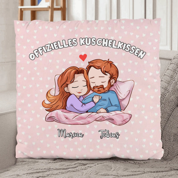 Offizielles Kuschelkissen 40x40cm personalisiert mit Pärchen-Illustration gefertigt. von Love & Faith 