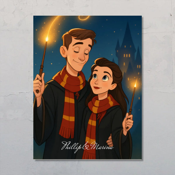 Poster mit zauberhaftem Cartoon Effekt mit eigenem Foto personalisieren mitLove & Faith